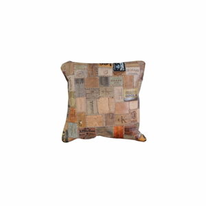 Hnědý kožený polštář Fuhrhome New Orleans, 45 x 45 cm
