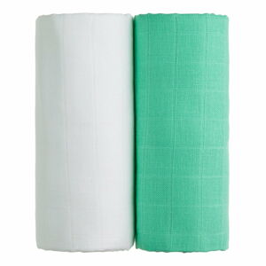 Sada 2 bavlněných osušek v bílé a zelené barvě T-TOMI Tetra, 90 x 100 cm