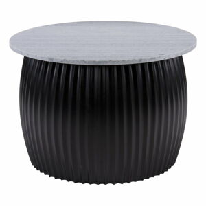 Černý kulatý konferenční stolek s deskou v dekoru mramoru ø 52 cm  Luscious  – Leitmotiv