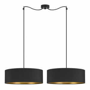 Černé dvouramenné závěsné svítidlo s detailem ve zlaté barvě Bulb Attack Tres XL, ⌀ 45 cm