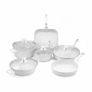 6dílný set nádobí s poklicemi a úchyty ve stříbrné barvě Bisetti Stonewhite Federica