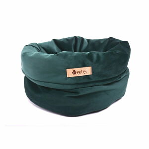 Tmavě zelený sametový pelíšek ø 40 cm Basket Royal - Petsy