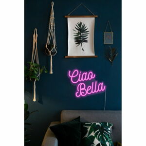 Růžová nástěnná svítící dekorace Candy Shock Ciao Bella, 40 x 28,5 cm